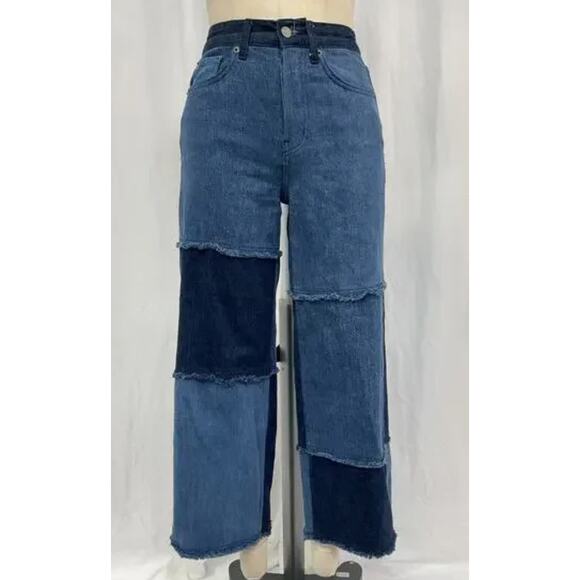 Rails Patchwork Getty Indigo Blue Cotton Crop Denim Jean Size 29 - Picture 12 of 14